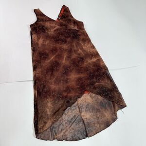 Candy Rocket Y2K Dress Womens 3X Brown V-Neck Glitter High Low Hem Sleeveless